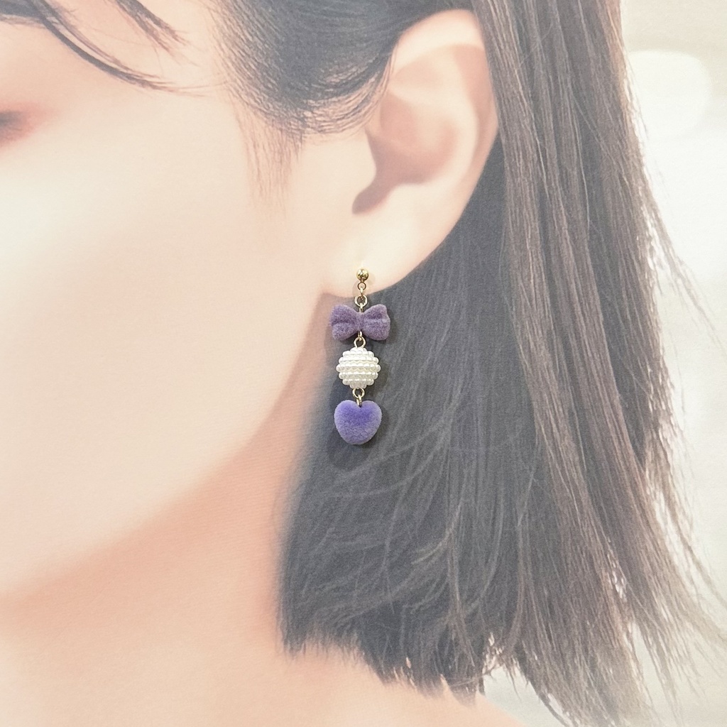 1760パールキャッチのフロッキーピアス