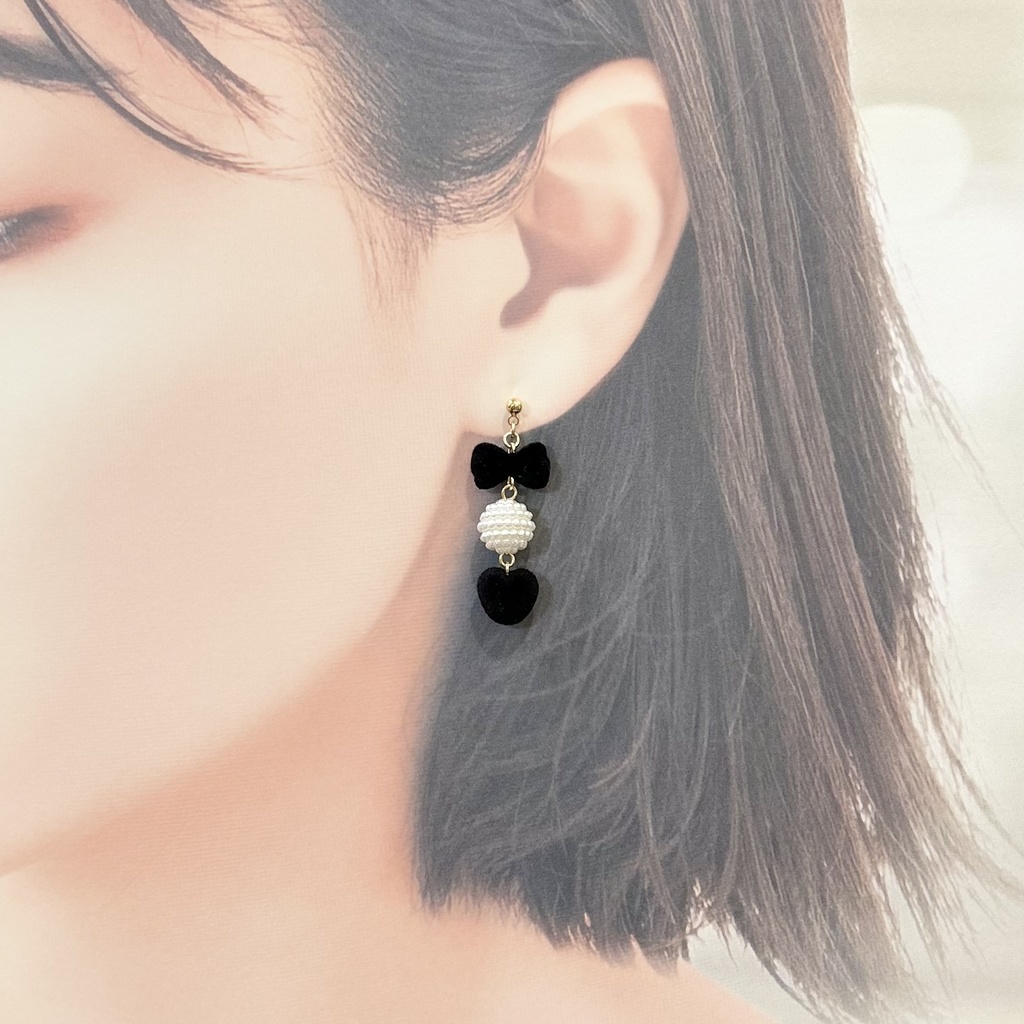 1760パールキャッチのフロッキーピアス