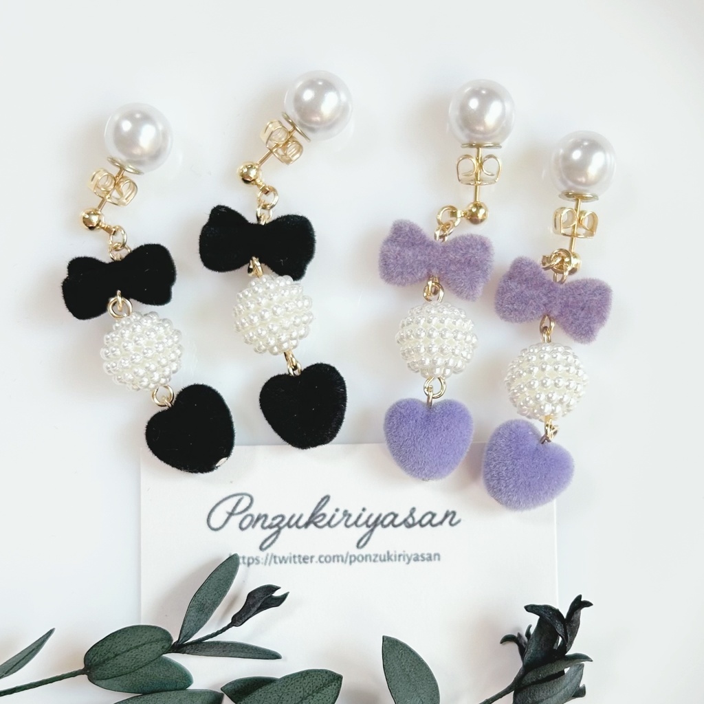 1760パールキャッチのフロッキーピアス