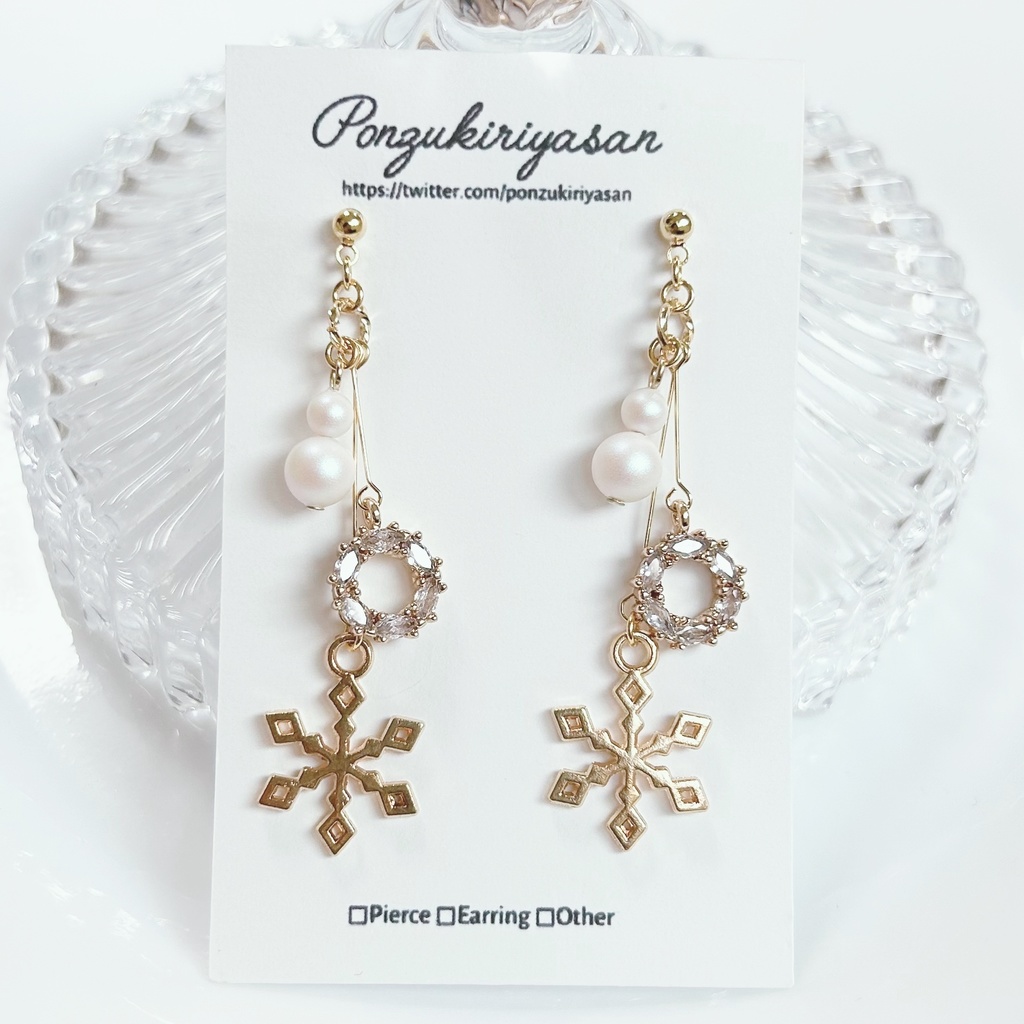 1780スノーフレイクピアス(ゴールド)