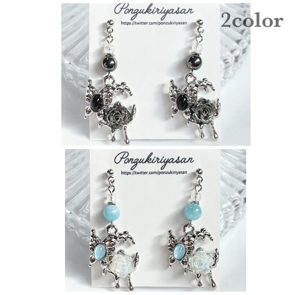 1789蝶と薔薇、月のピアス