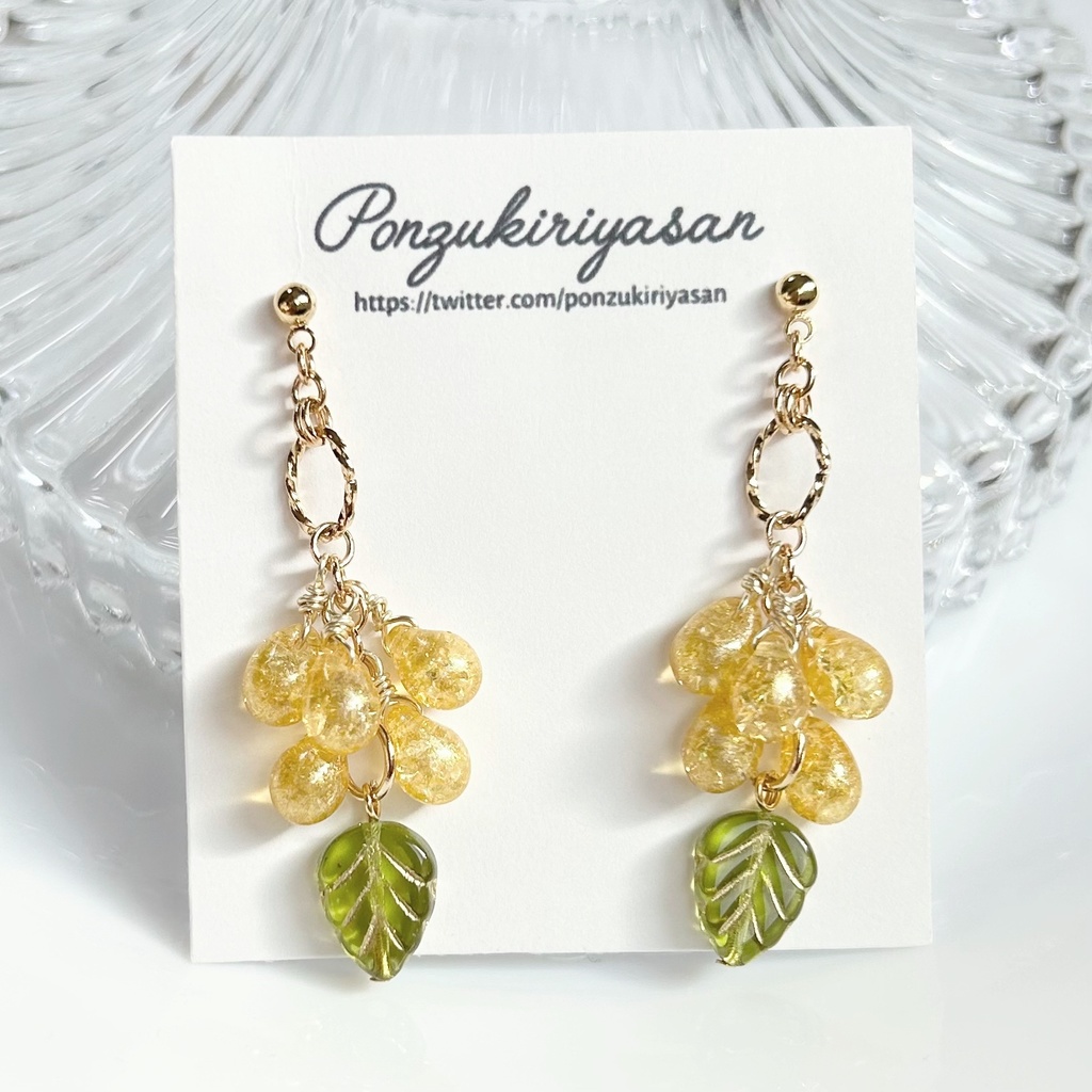 1790クラック雫のミモザピアス