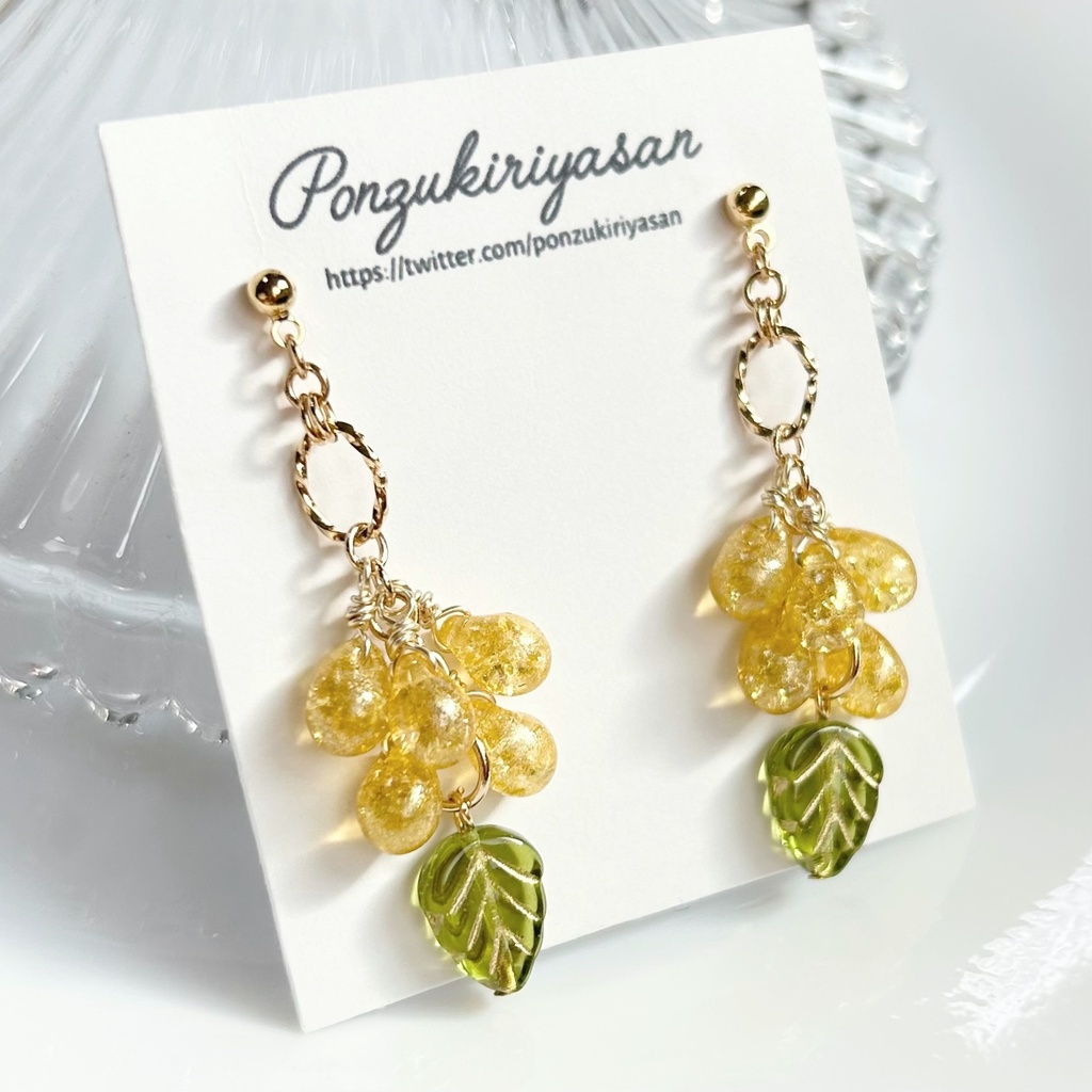 1790クラック雫のミモザピアス