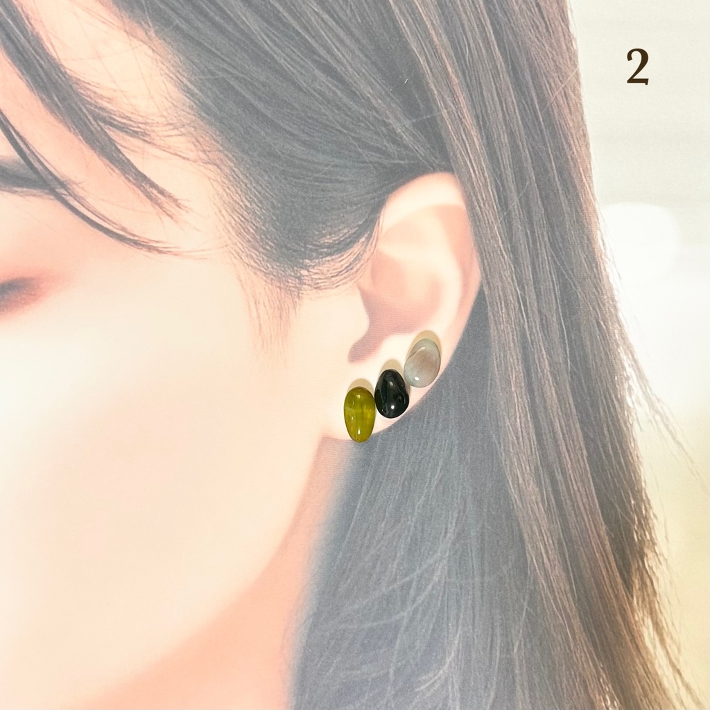 1793瑪瑙の粒ピアス(中粒色MIX)