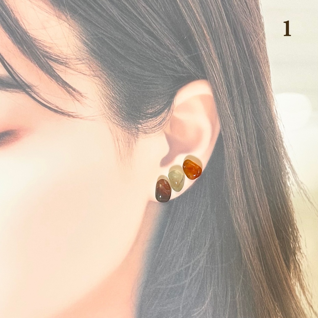 1793瑪瑙の粒ピアス(中粒色MIX)