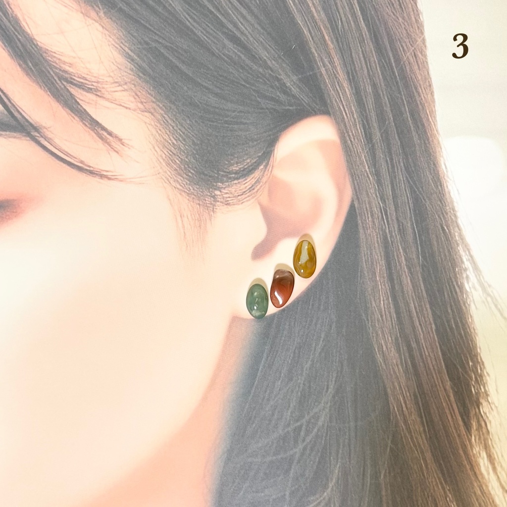 1793瑪瑙の粒ピアス(中粒色MIX)