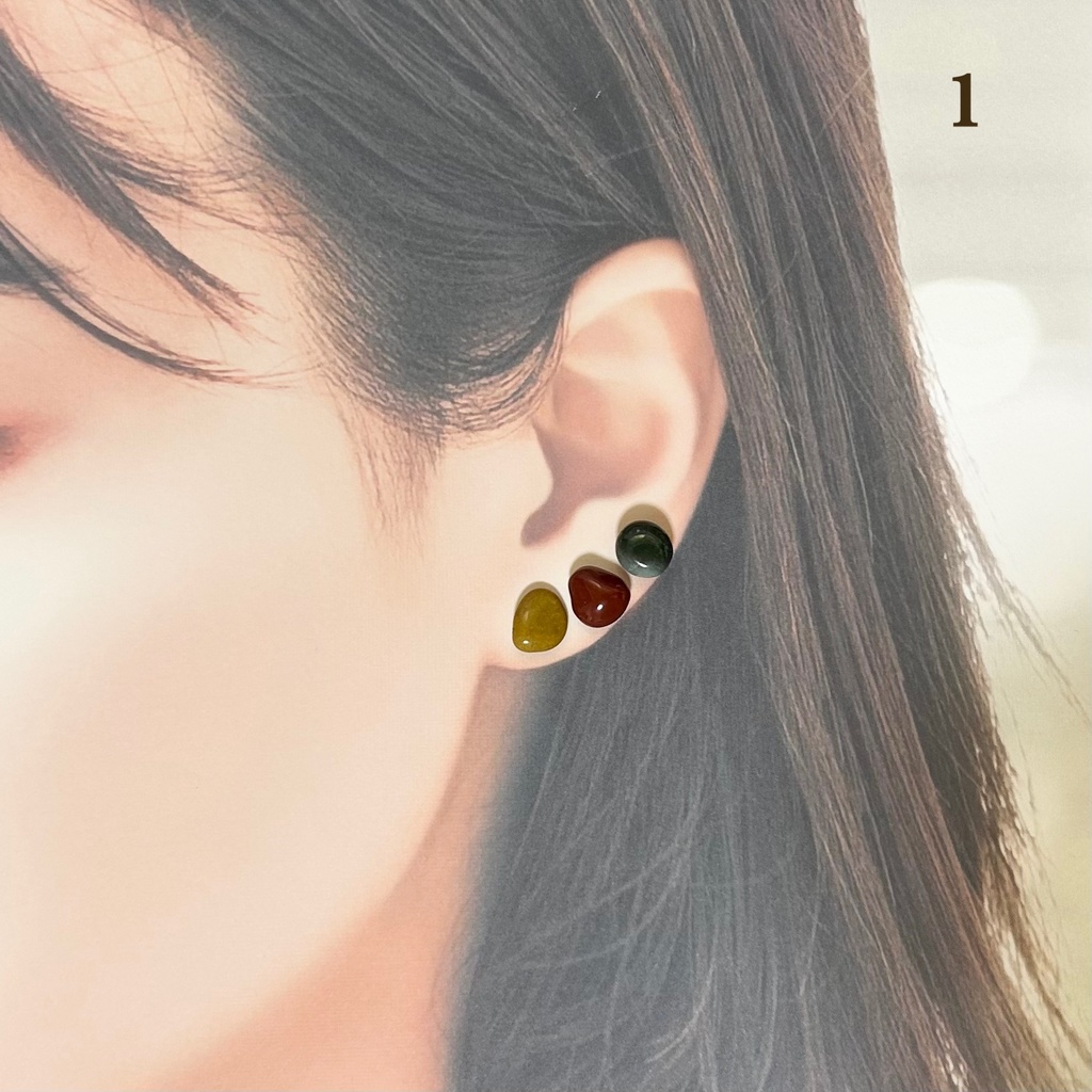 1794瑪瑙の粒ピアス(中粒こっくり系)