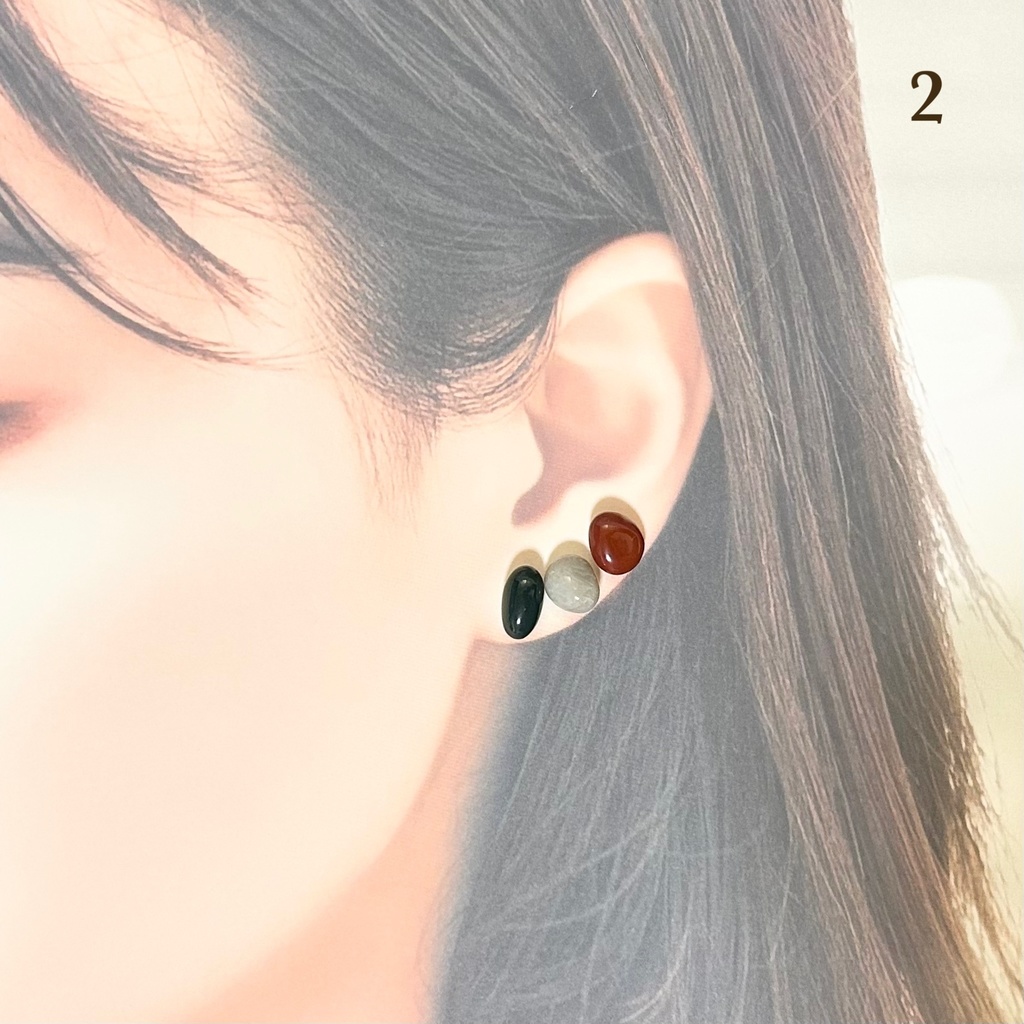 1794瑪瑙の粒ピアス(中粒こっくり系)
