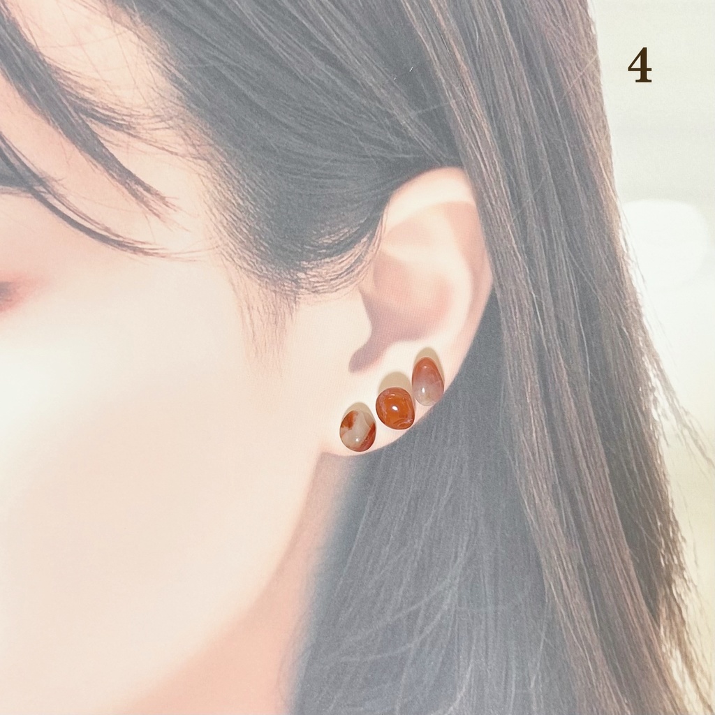 1794瑪瑙の粒ピアス(中粒こっくり系)