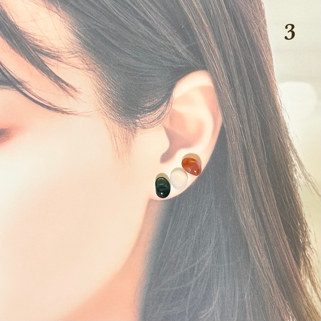 1794瑪瑙の粒ピアス(中粒こっくり系)