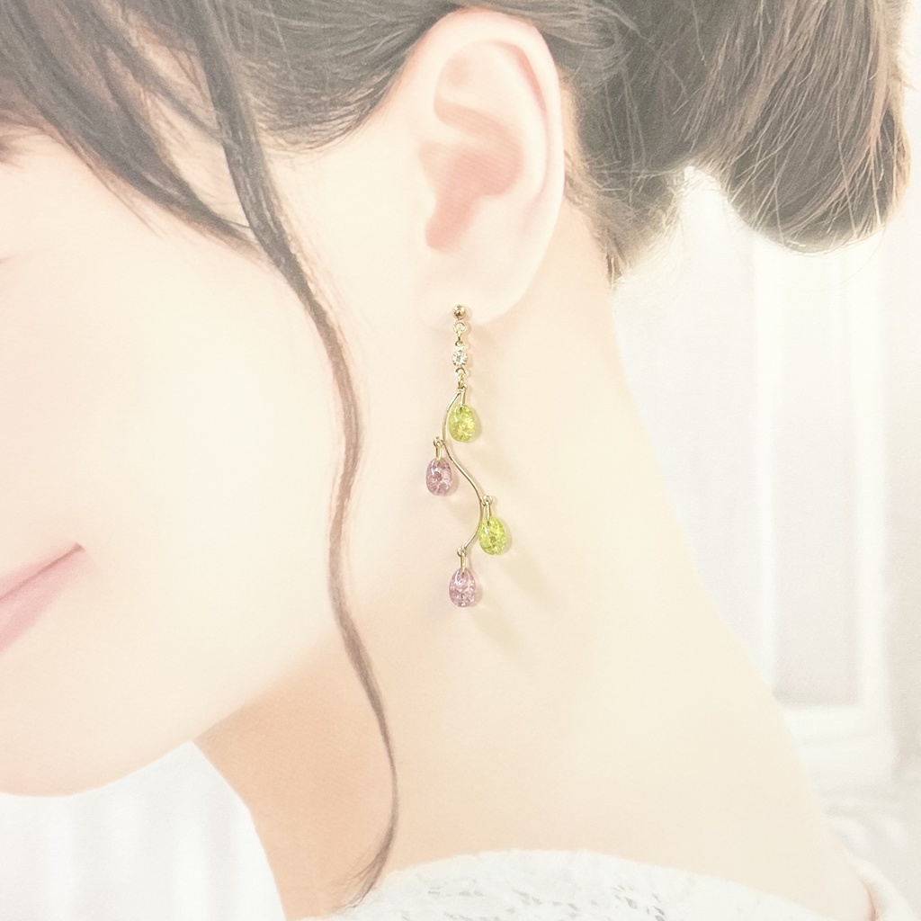 1804桜もちカラーの春ピアス