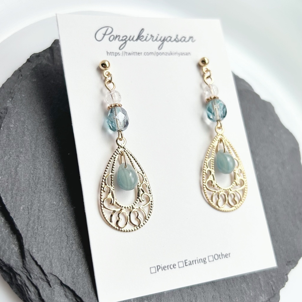 1834碧のアジアンな耳飾り