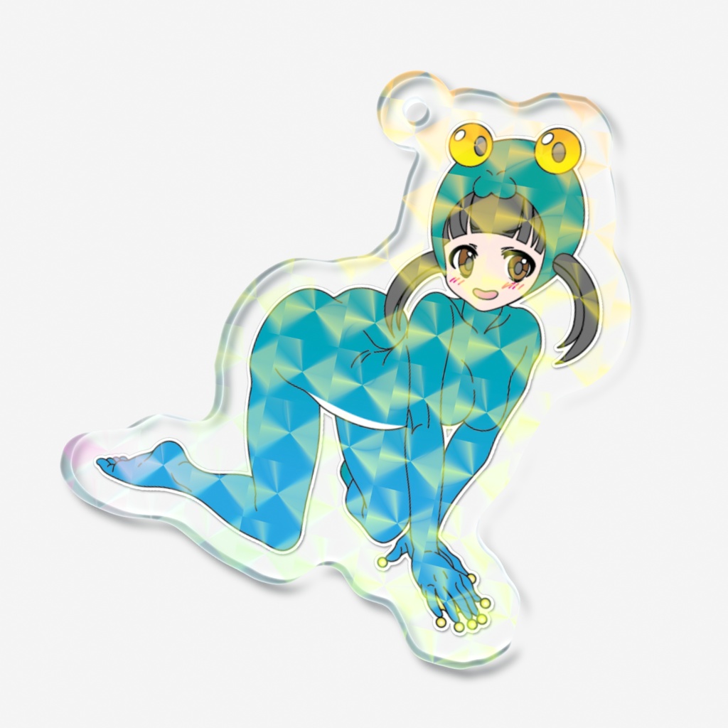 ホログラムアクリルキーホルダー 女の子キャラクター カエル擬人化