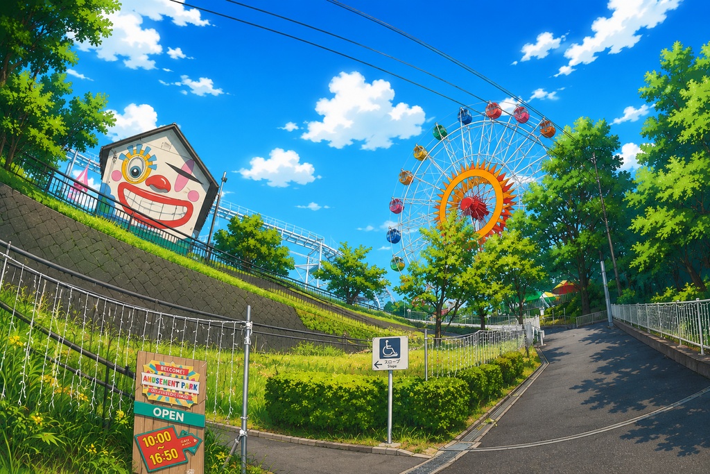 背景素材 AI 遊園地 その１