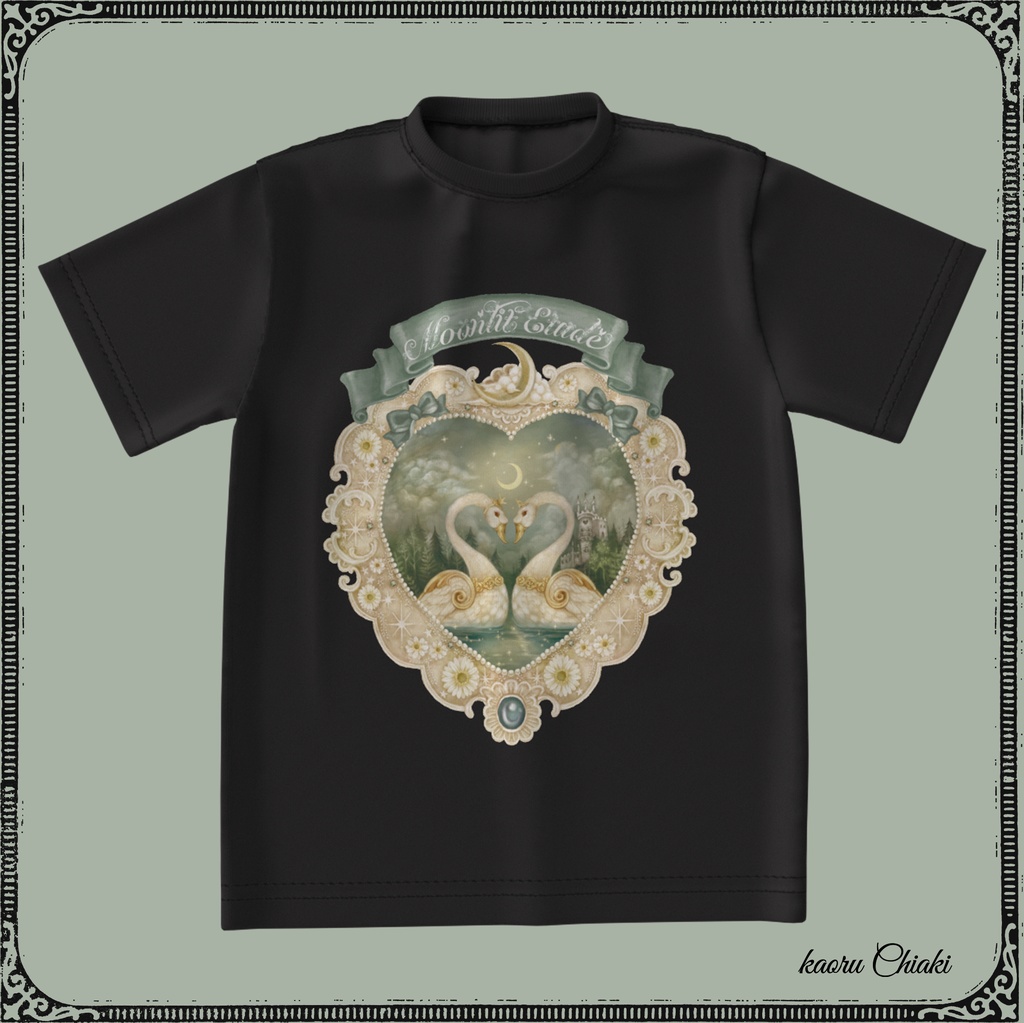 【受注生産】Moonlit EtudeTシャツ 白鳥(ブラック・ホワイト)