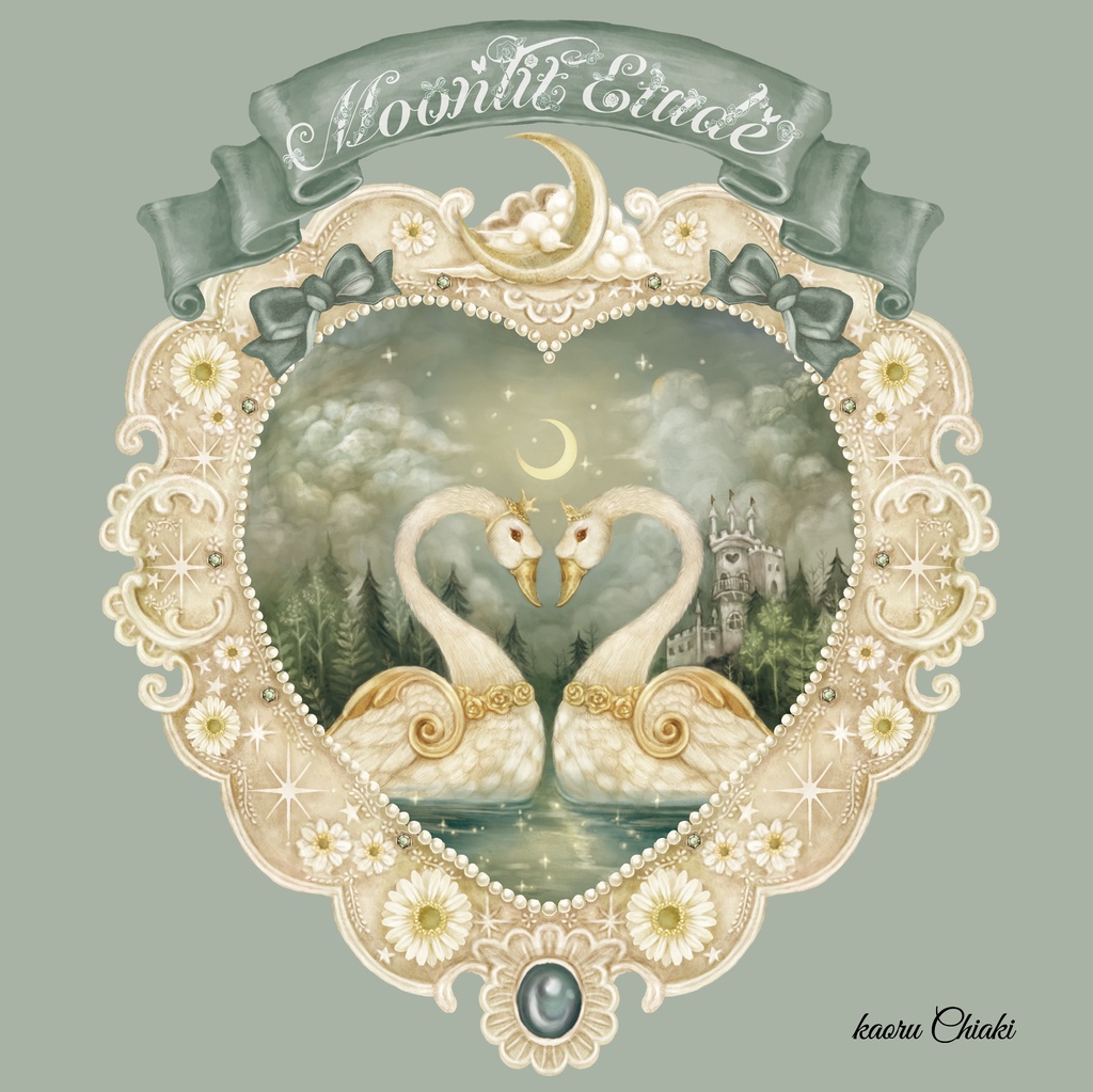 【受注生産】Moonlit EtudeTシャツ 白鳥(ブラック・ホワイト)