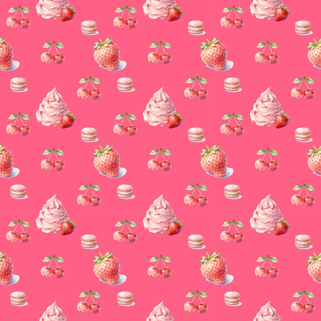 デザインペーパー|フルーツ|いちご|🍓 Watercolor Strawberry|ラッピングペーパー|水彩|5柄セット