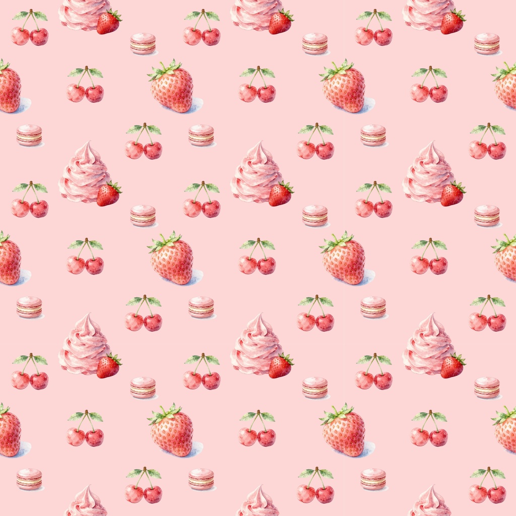 デザインペーパー|フルーツ|いちご|🍓 Watercolor Strawberry|ラッピングペーパー|水彩|5柄セット