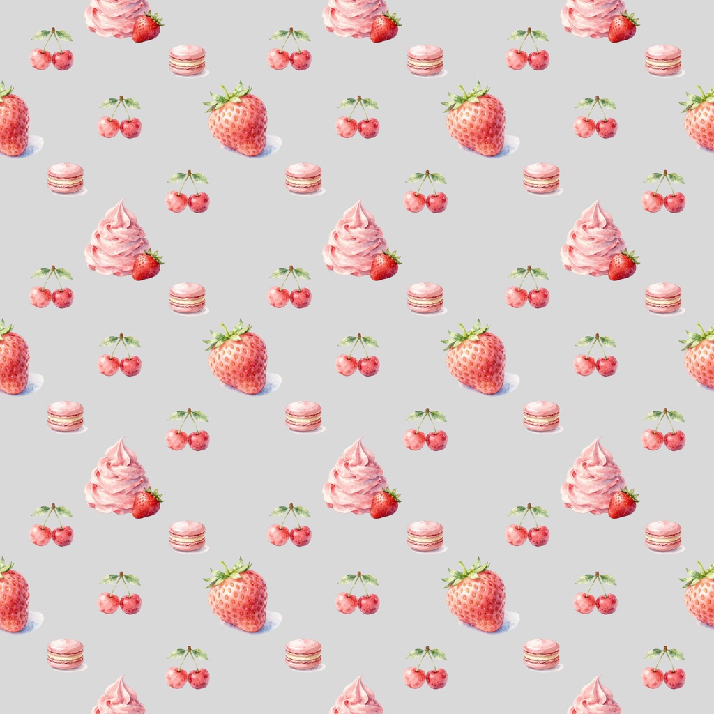 デザインペーパー|フルーツ|いちご|🍓 Watercolor Strawberry|ラッピングペーパー|水彩|5柄セット