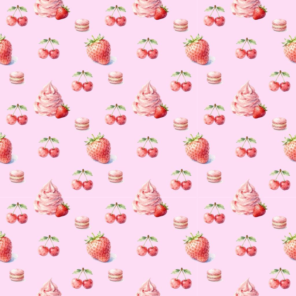デザインペーパー|フルーツ|いちご|🍓 Watercolor Strawberry|ラッピングペーパー|水彩|5柄セット