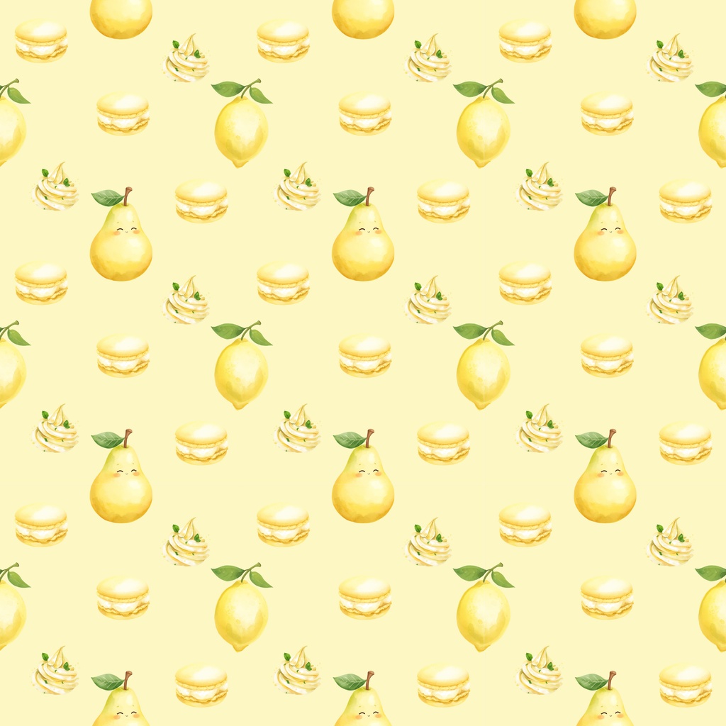 水彩レモン デザインペーパー🍋 Watercolor Lemon Collection 5色セット