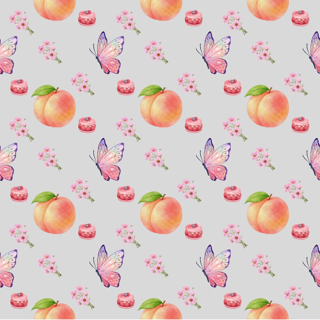 水彩もも デザインペーパー🍑Watercolor peach Collection 5色セット