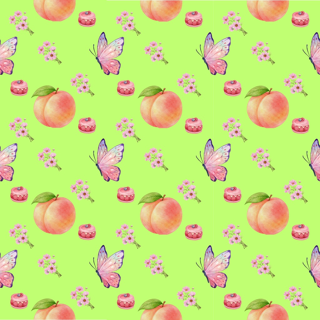 水彩もも デザインペーパー🍑Watercolor peach Collection 5色セット