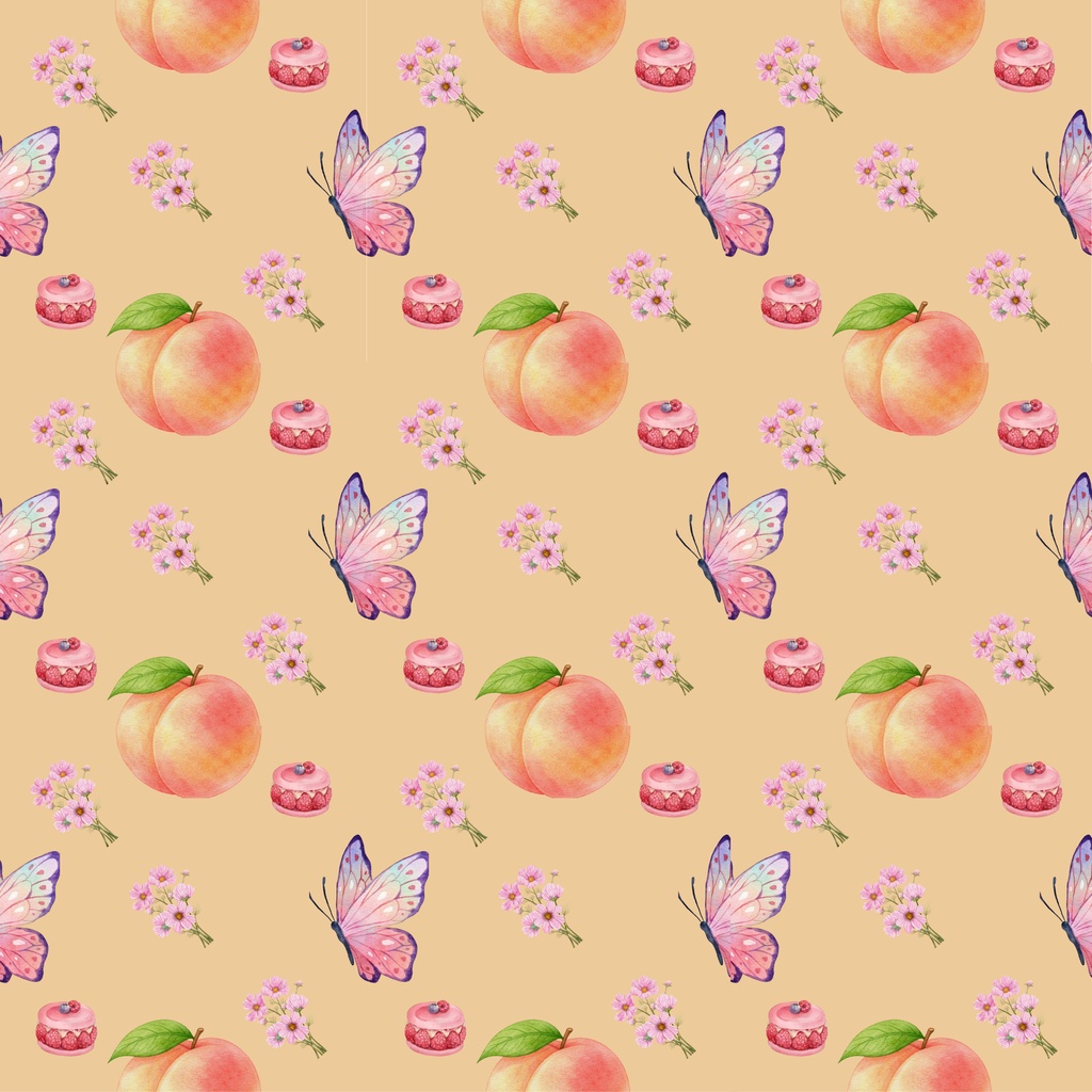 水彩もも デザインペーパー🍑Watercolor peach Collection 5色セット