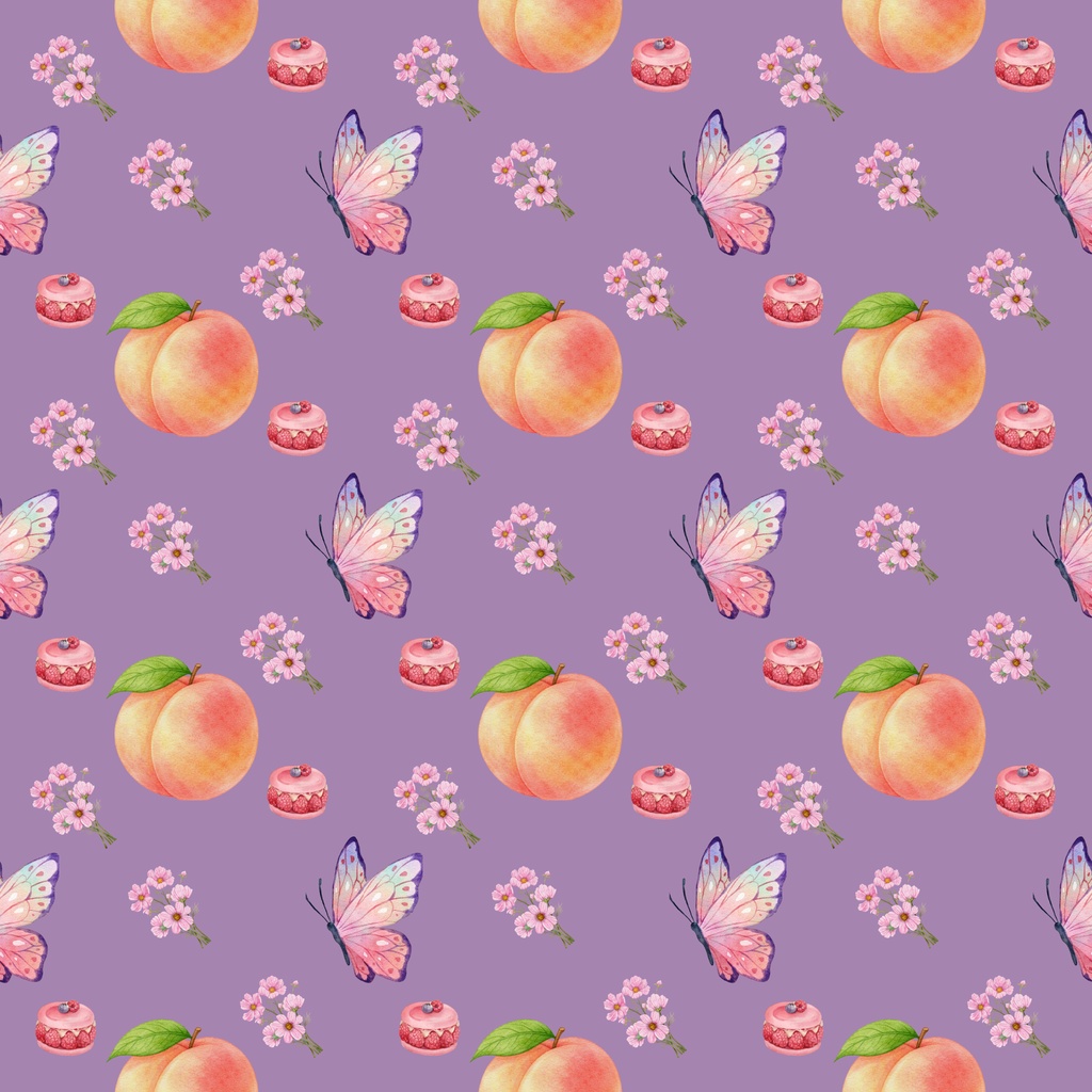 水彩もも デザインペーパー🍑Watercolor peach Collection 5色セット