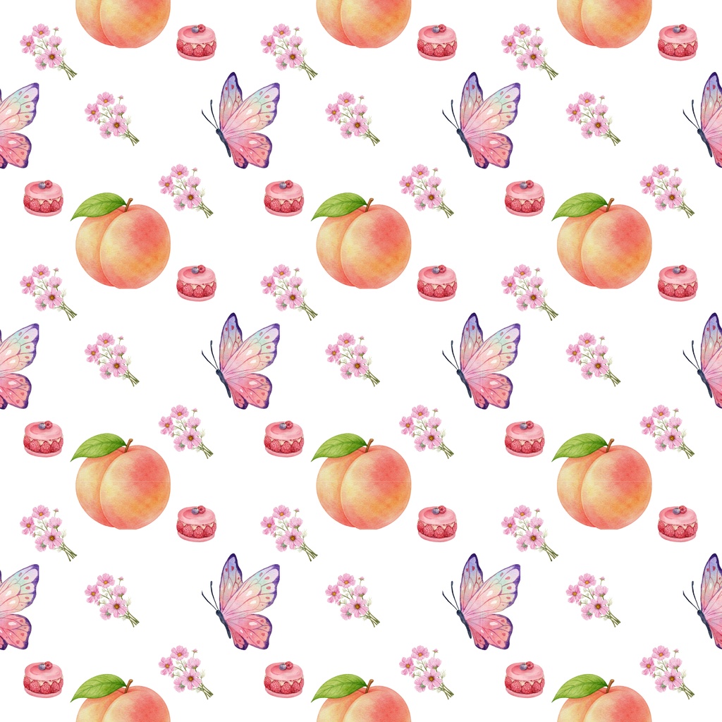 水彩もも デザインペーパー🍑Watercolor peach Collection 5色セット
