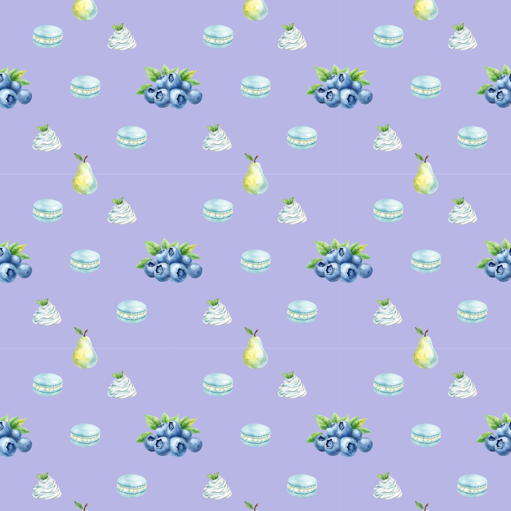 水彩ブルーベリー デザインペーパー Watercolor Blueberry Collection 5色セット