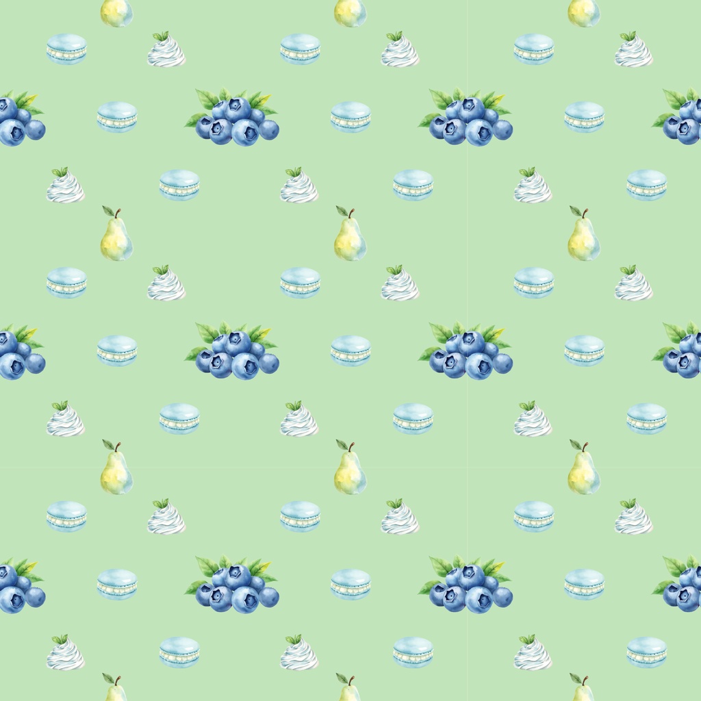水彩ブルーベリー デザインペーパー Watercolor Blueberry Collection 5色セット
