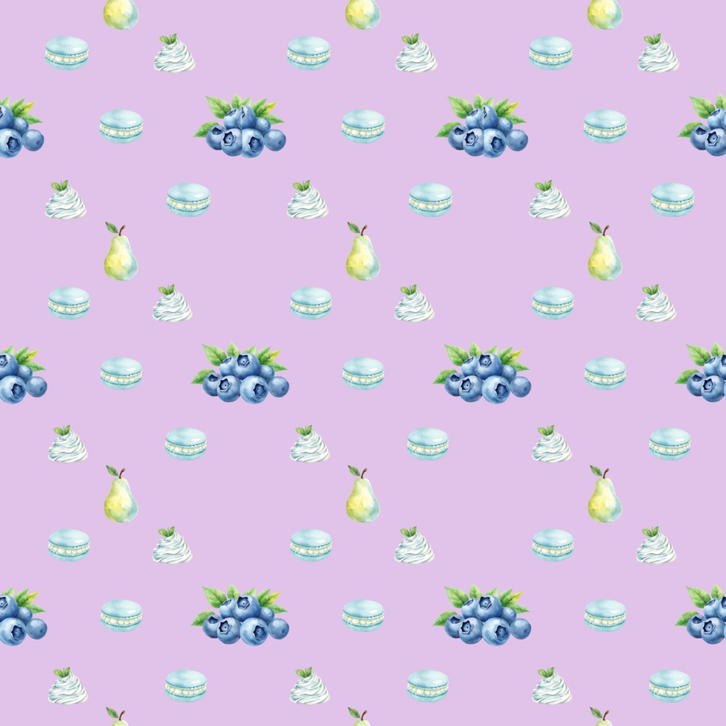 水彩ブルーベリー デザインペーパー Watercolor Blueberry Collection 5色セット