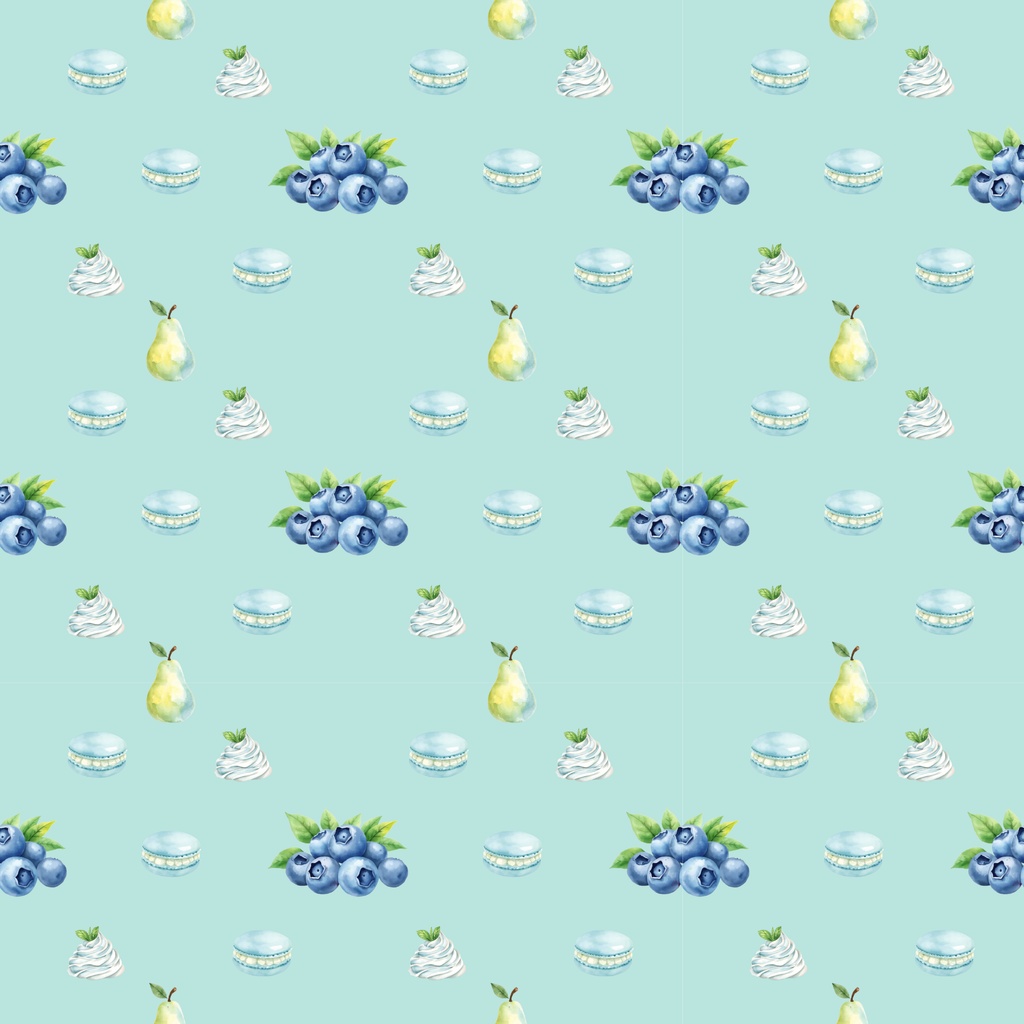 水彩ブルーベリー デザインペーパー Watercolor Blueberry Collection 5色セット