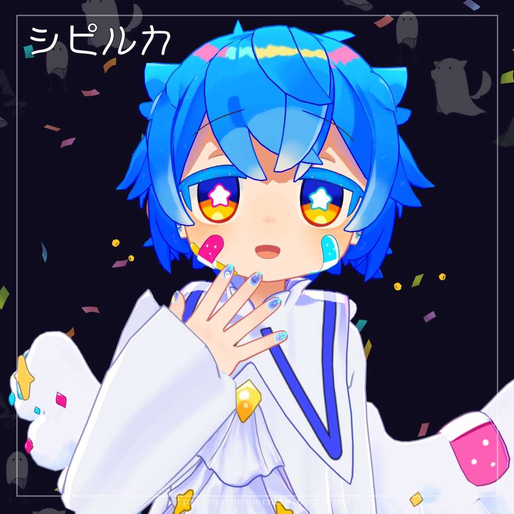 【8アバター対応】★Halloween Magic!★ピアス&ネイルセット【3Dモデル/VRChat】