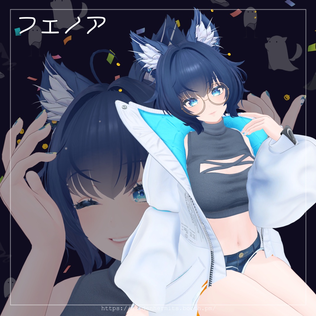 【8アバター対応】★Halloween Magic!★ピアス&ネイルセット【3Dモデル/VRChat】