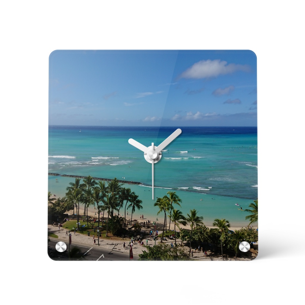 アクリル時計 Hawaii Waikiki beach 15cm×15cm