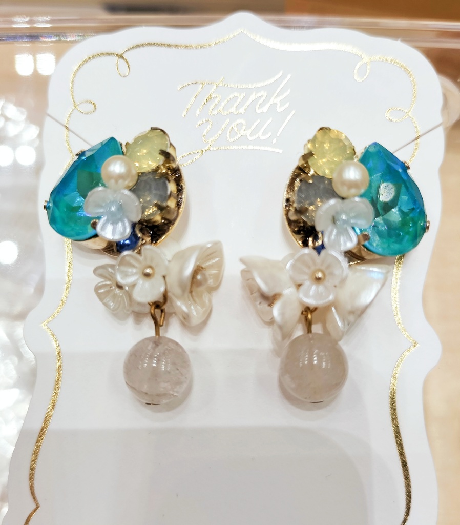 ◆通販価格◆ フラワードロップピアス(水色)