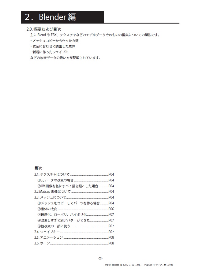 改変データ頒布ガイドライン(歩餅堂-poveido- 製3DCG モデル用)