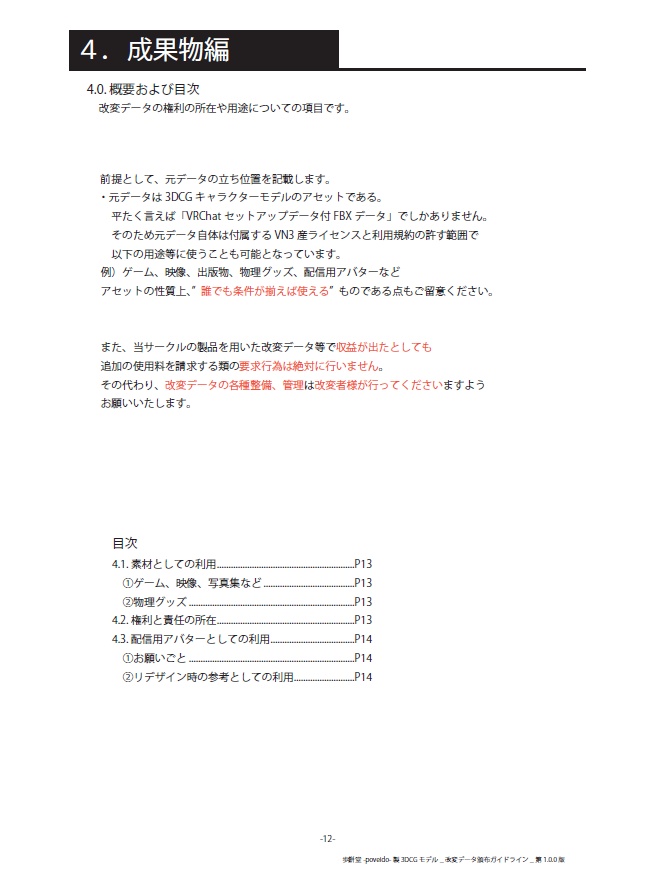 改変データ頒布ガイドライン(歩餅堂-poveido- 製3DCG モデル用)