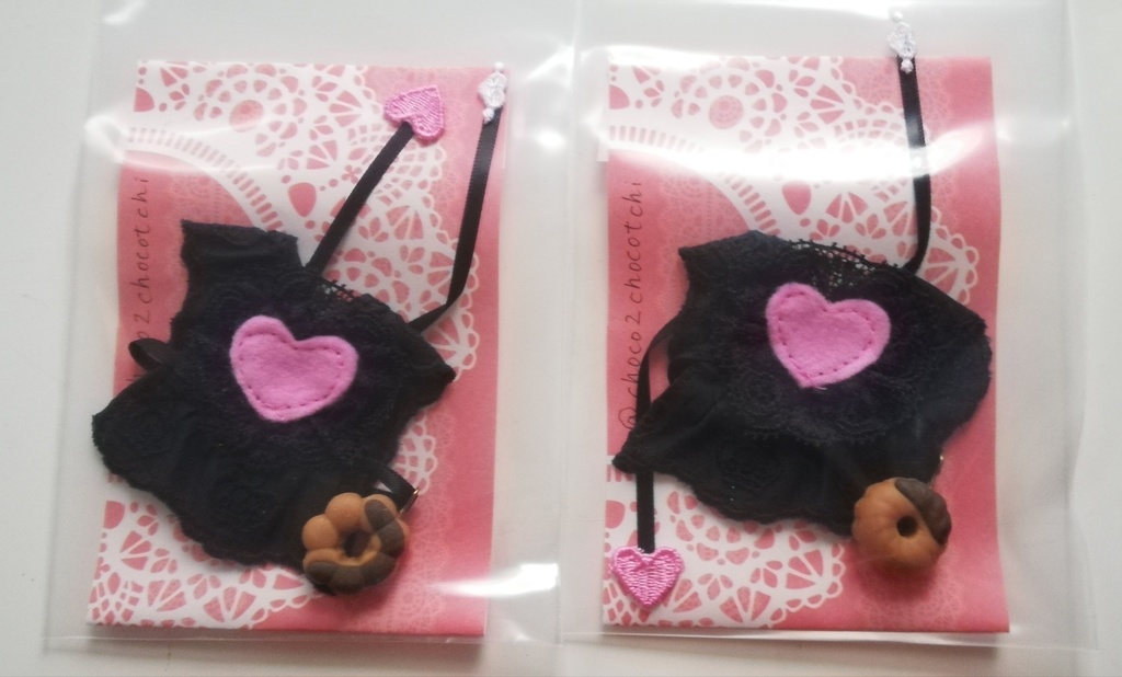 ハートエプロン 黒×ピンクのみ