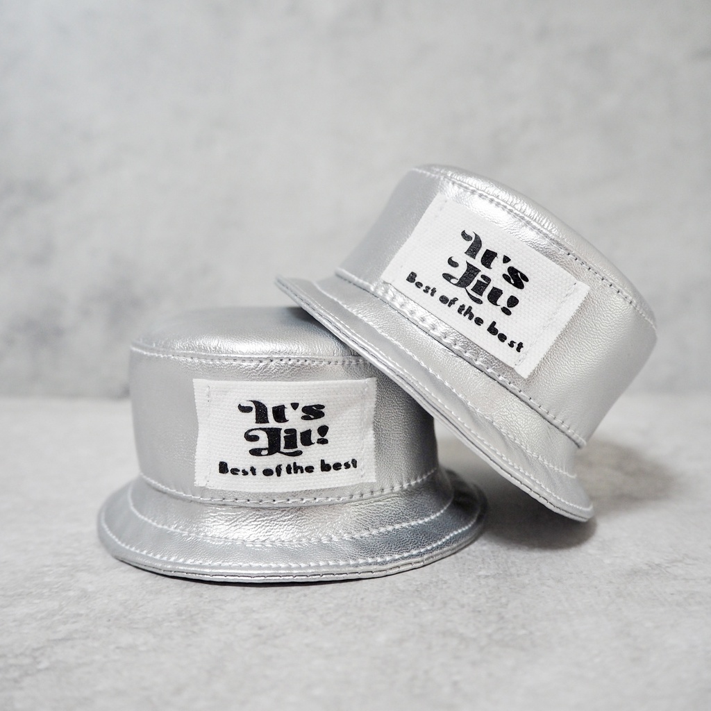 Silver Leather Bucket hat