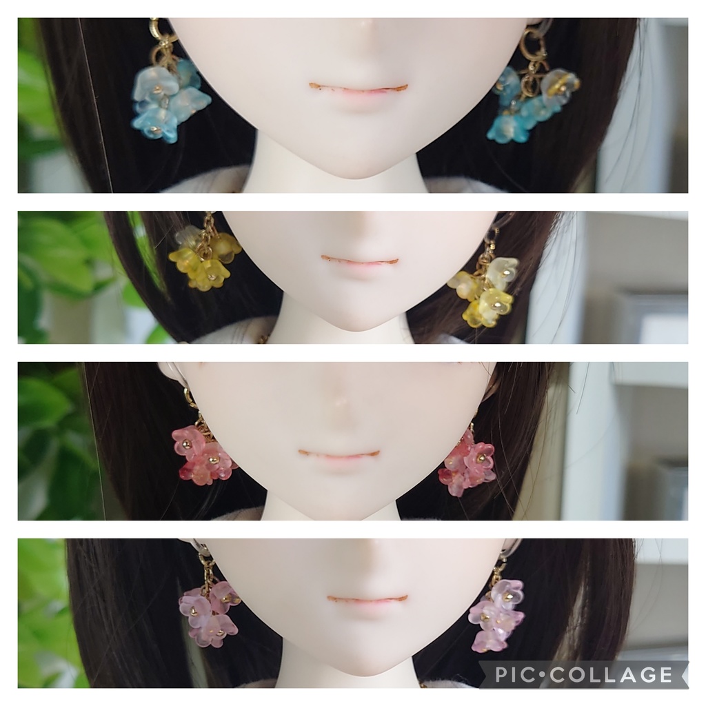 【Qの巣箱】小さなお花のイヤリング・ゆらゆらハートネックレスセット