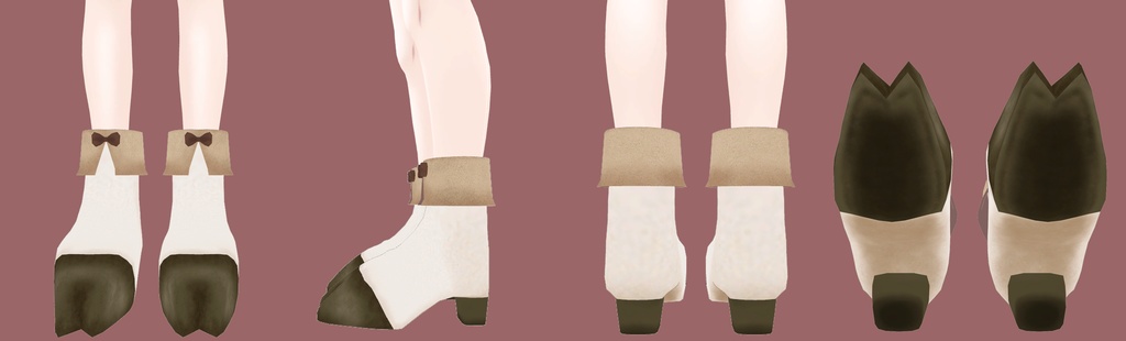 【VRChat想定】ひづめ風ショートブーツ【3Dモデル】