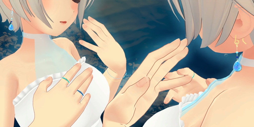 【VRC想定】OceanBlueアクセサリーセット【3Dモデル】