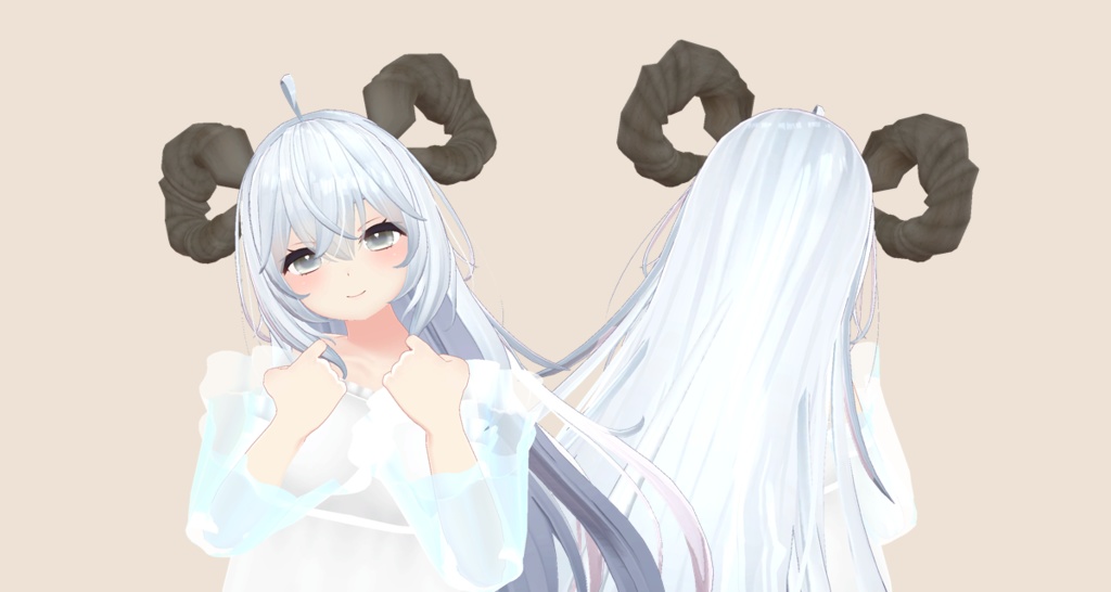 【VRC想定】ひつじっぽいツノ【3Dモデル】