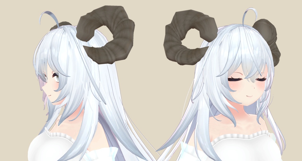 【VRC想定】ひつじっぽいツノ【3Dモデル】