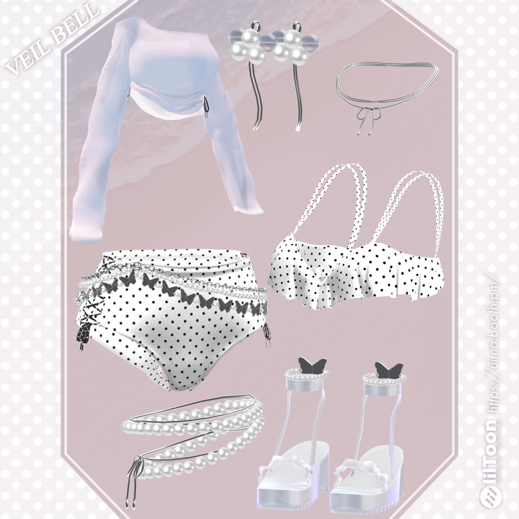【リリース記念セール】【8アバター対応】◇VEIL BELL◇Polka Summer