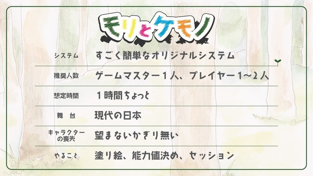 オリジナルTRPG「モリとケモノ」(物理本)