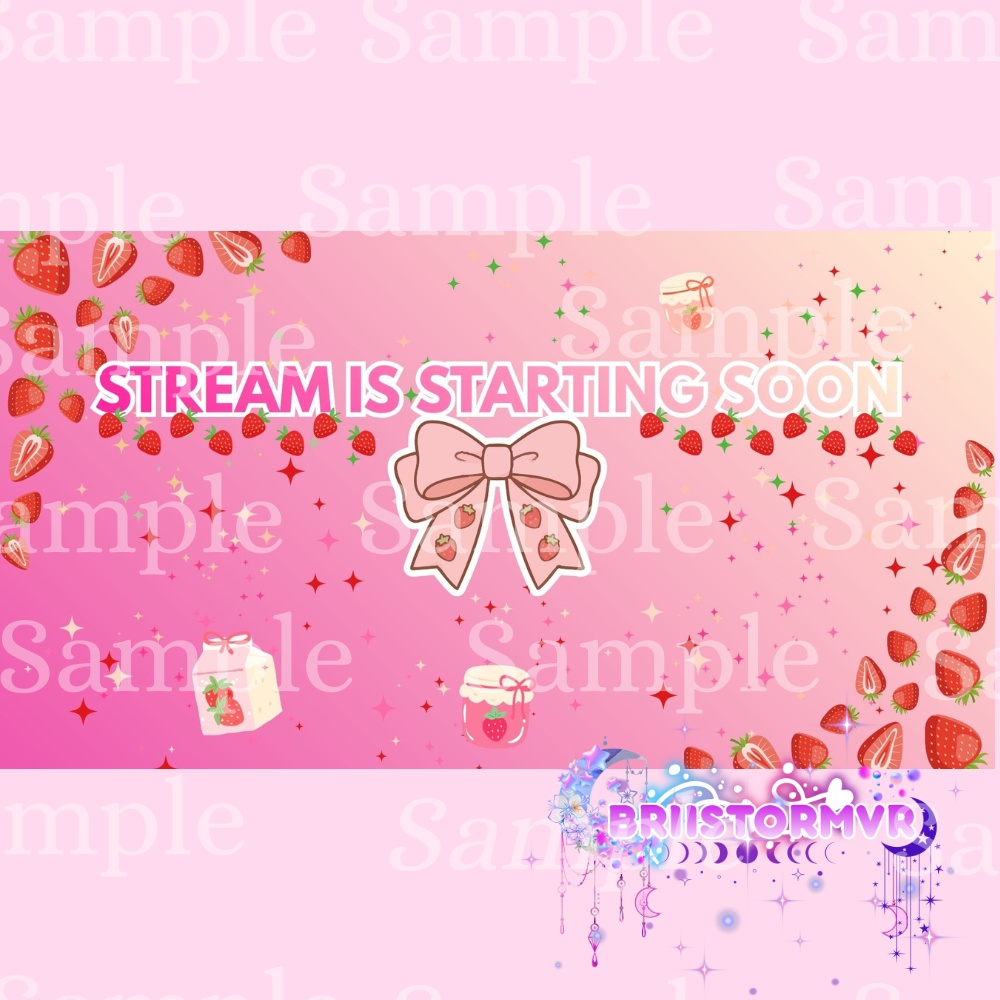 Strawberry Theme Animated Twitch Screens For Twitch